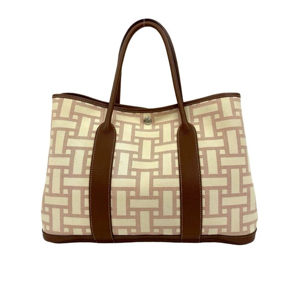Hermes Hermès Garden Party PM Toile Mosaic Canvas and Leather Tote Bag, Brown... - Picture 1 of 9